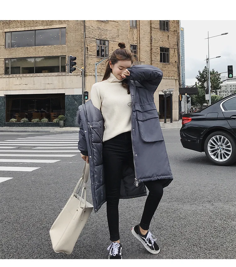 Big collar fur down parka women jacket pocket female thickening coat winter coat women down parka goose 8809