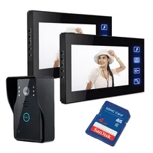 Freeship 7 pulgadas ató con alambre el teléfono video de La Puerta de intercomunicación de vídeo Kit Sistema de cámara IR Cámara del monitor de vídeo timbre de la puerta de intercomunicación