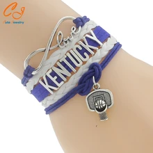 Высочайшее качество Бесконечность любовь Кентукки баскетбольная команда браслет синий белый индивидуальный браслет браслеты дружбы