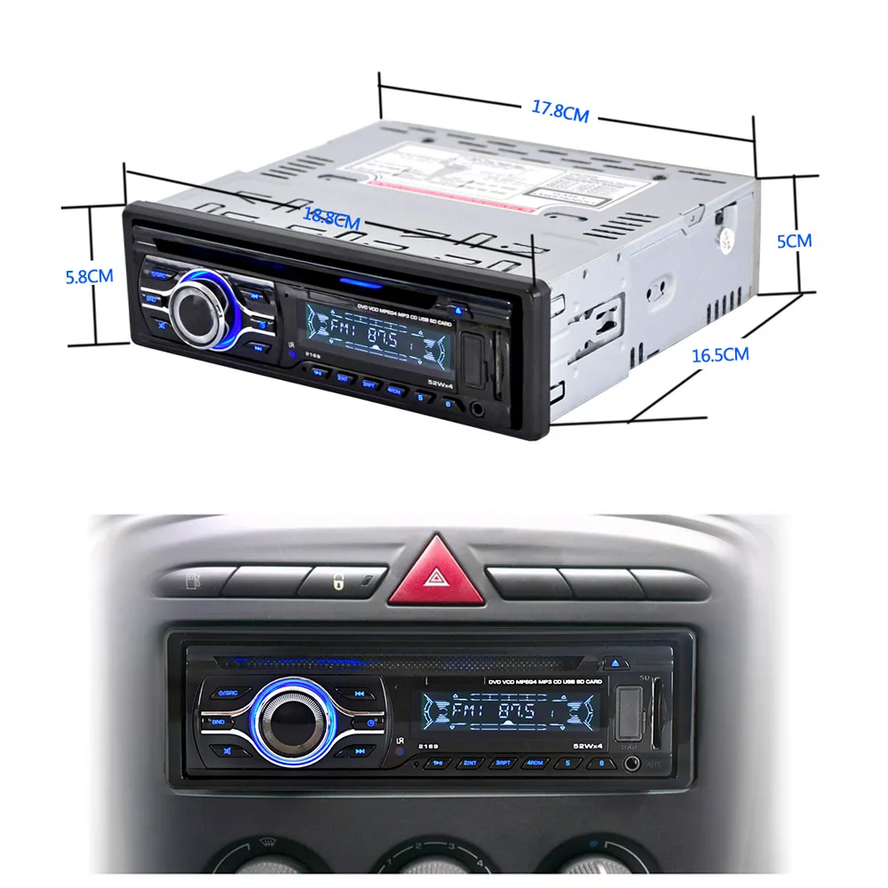 Kkmoon Автомобильный мультимедийный радиоприемник DVD плеер стерео FM MP3 аудио USB SD AUX
