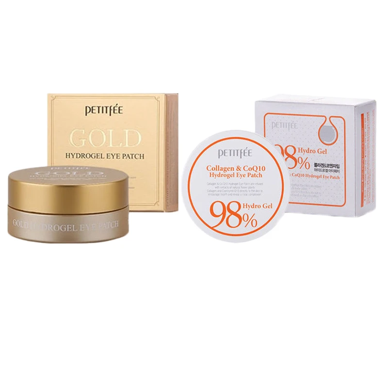 PETITFEE Collagen & CoQ10 Hydrogel Eye Patch + PETITFEE Gold Hydrogel Eye Patch 60pcs Face Care Eye Mask Firming Eye Bags Masks