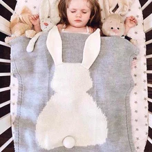 Новинка; Лидер продаж BabyToddler Постельные принадлежности Вязаное детское одеяло Обёрточная бумага мягкая Одеяла новорожденных Большой Кролик уха пеленальные дети подарок Обувь для девочек Одеяла