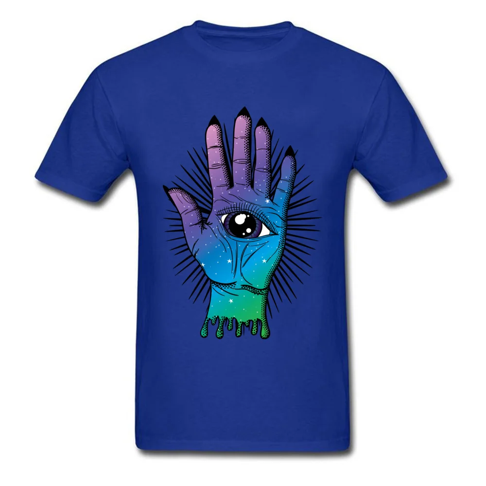 All Seeing Palm Summer Cotton Fabric Crewneck Tops Tees Short Sleeve Printed On Clothing Shirt Wholesale Gift T-shirts All Seeing Palm blue