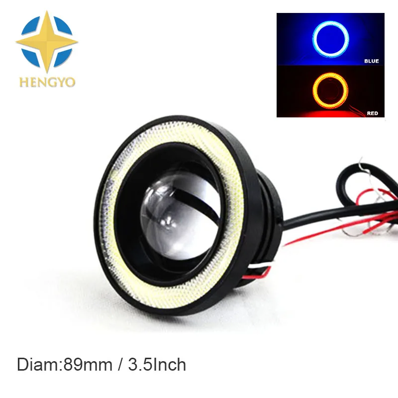 

3.5 inch 89MM lot LED DRL Daytime Running Light COB Projector Fog Lens Angel Eye Car Styling Free Shipping 10W X 2 LED COB