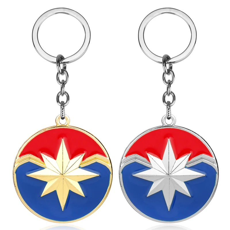 

Marvel jewelry Captain Marvel Shield Keychain The Avengers 4 Superhero Carol Danvers Charms Key Chains for Women Men Jewelry