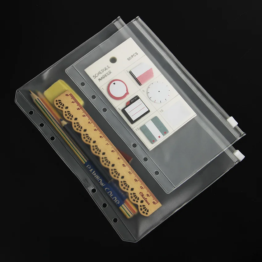 3 шт./компл. ПВХ водонепроницаемый Filofax сумка на молнии лаконичный планировщик спиральная сумка для хранения карт