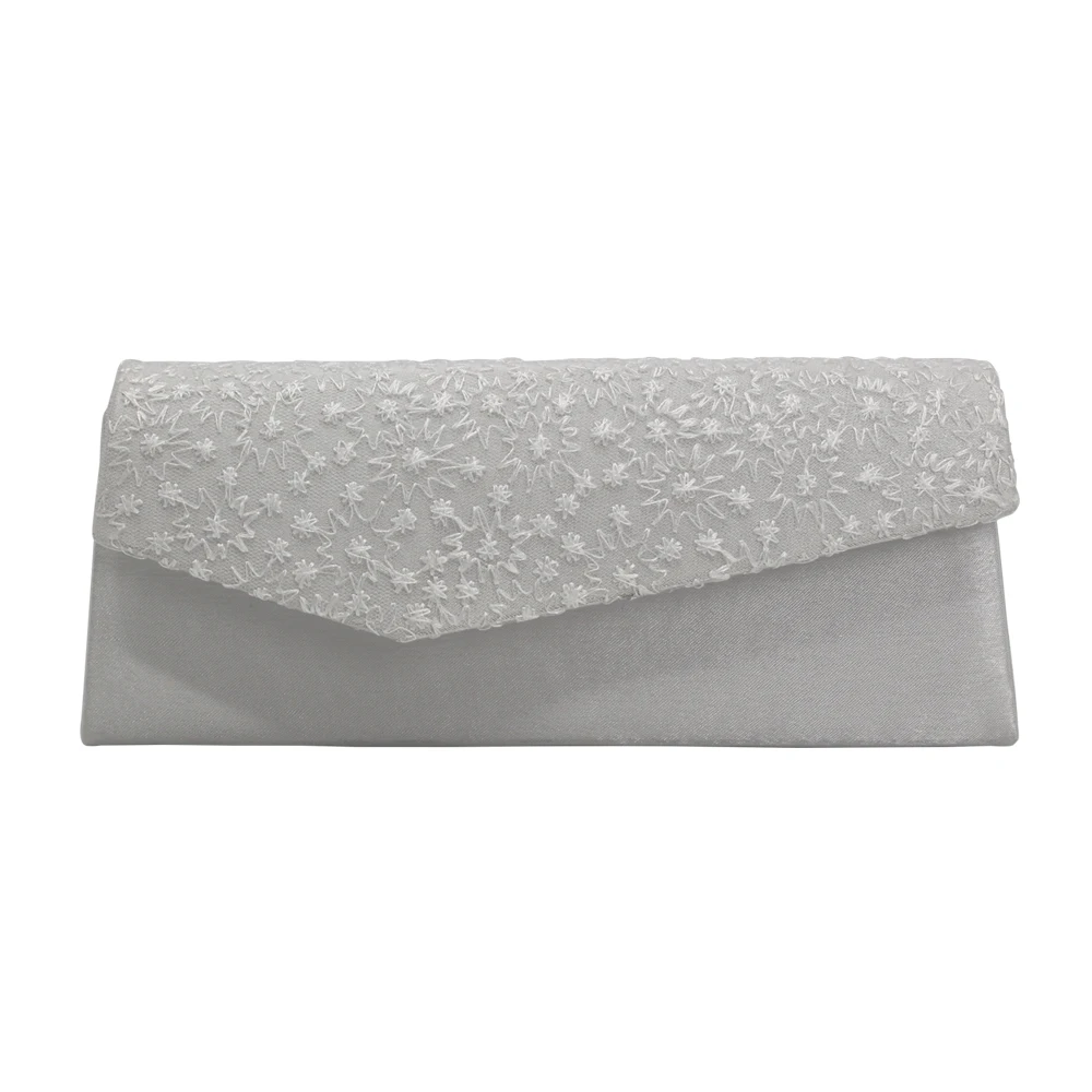 

hot sale satin clutch bag lady woman girl elegant envelope type small flower embroidery evening bags