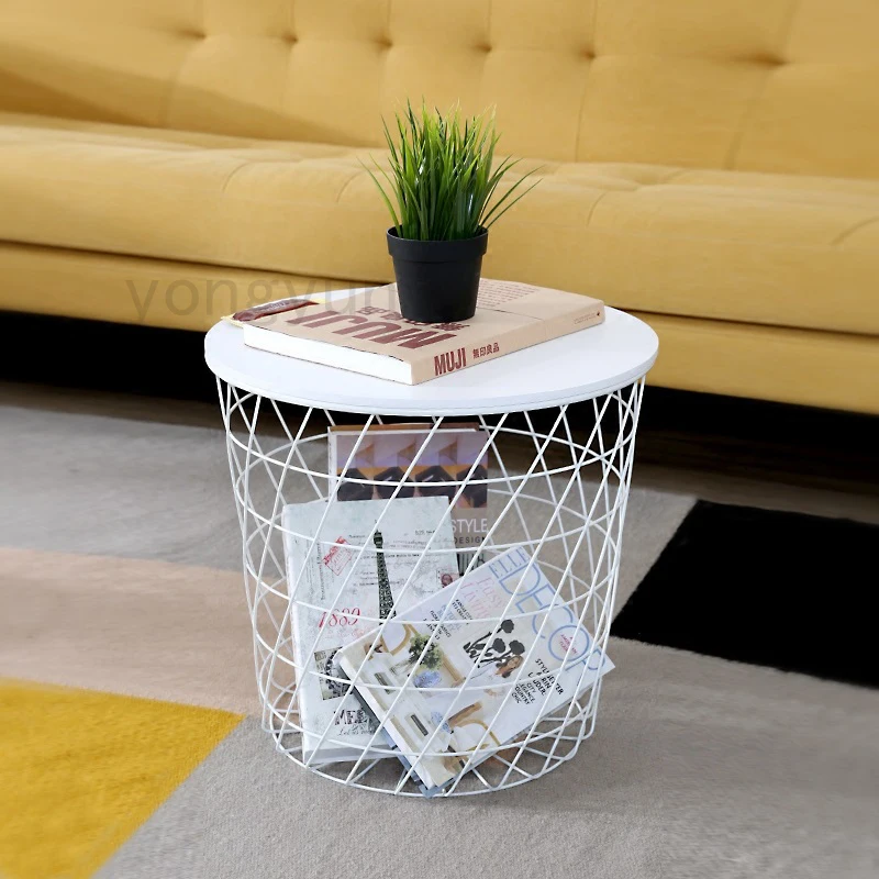 modern Minimalism Storage Baskets Living Room Furniture Storage Side Table Metal wire Storage multifunction coffee Tea Table