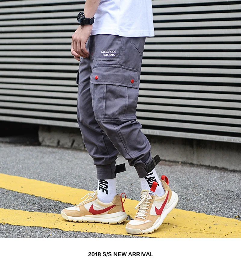 Американский уличный Стиль Для мужчин; джинсовые тренировочные штаны брюки Loose Fit камуфляж большой карман штаны-карго в стиле панк брюки