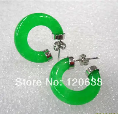 

silver-jewelry real natural beads Beautifully refined 925 Sterling Silver green gem earring [pair] Silver Hook earrings