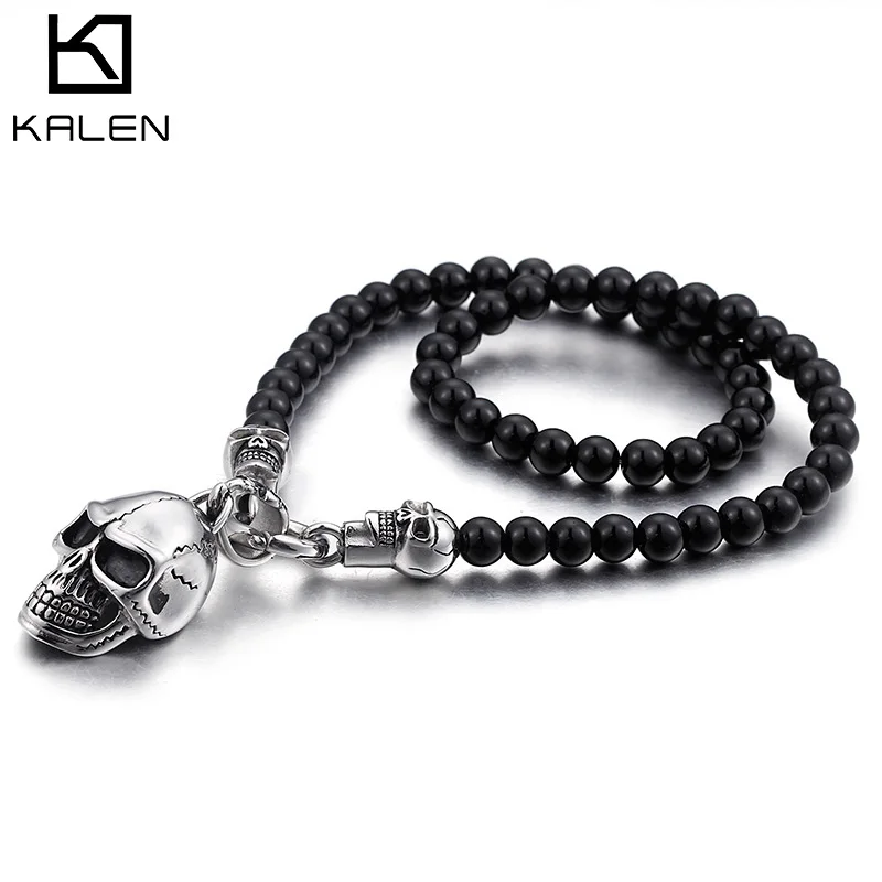 Черные стеклянные бусины Kalen в стиле панк 47 см 52 60 70 длинное ожерелье из