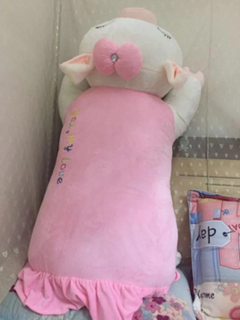 factory price kawaii cartoon pig plush toy pillow giant soft piggy doll for girl children gift decoration 39inch 100cm DY50620 (4)