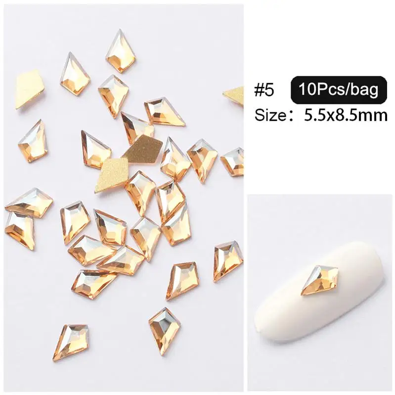 10PCS Irregular Nail Art Rhinestones Colorful Semicircle Crystal Flat Back 3D Nail Jewelry Decorations 1Pc Fluorescence Stone - Цвет: 10pcs-13