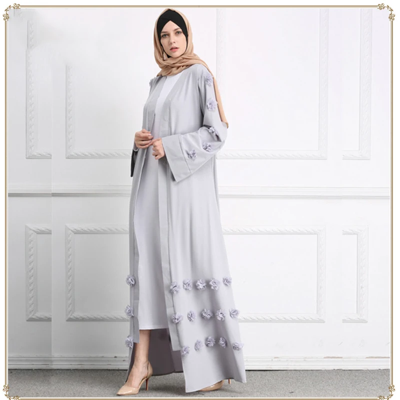 Кардиган «абайя» длинные халаты мусульманские Цветочные Полные платья abaya Дубай Ближний Восток Рамадан арабский Исламская, молитвенная