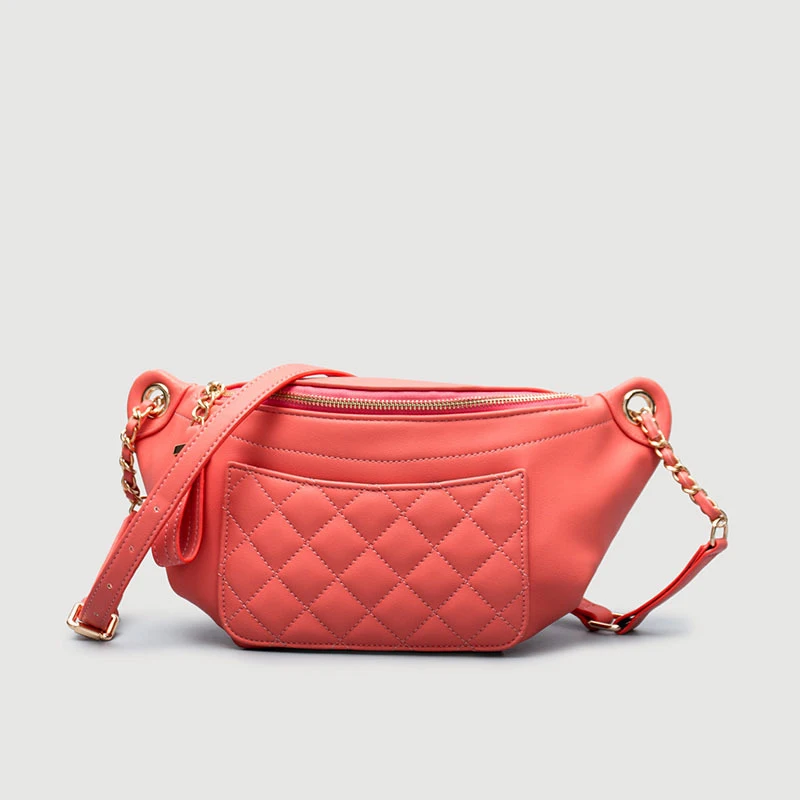 Поясная сумка Fanny Женская поясная сумка Роскошная брендовая кожаная нагрудная сумка красные черные сумки через плечо новая мода высокое качество - Цвет: Rose pink