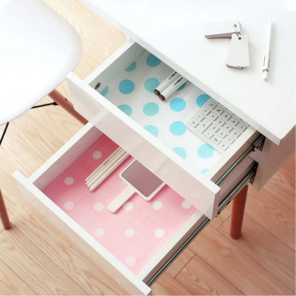 30*500CM Kitchen Drawer Paper Polka Dot Floral Strawberry Print Waterproof Oilproof Non-Adhesive Wardrobe DIY Cabinet Dining Pads Mats