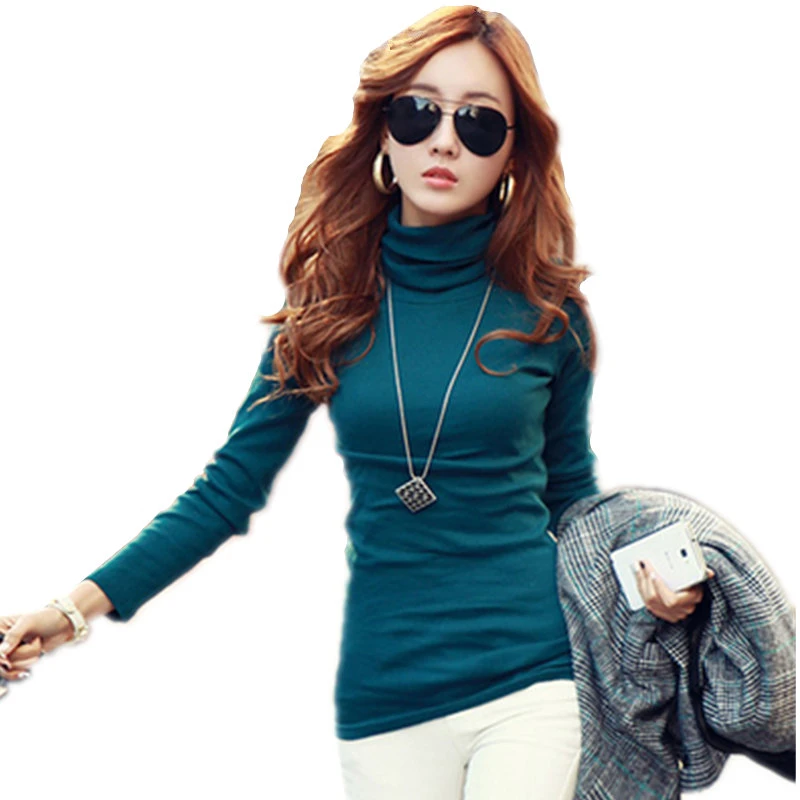 ホットな新秋冬女性韓国の Tシャツ女性のファッションモデル固体ハイネック Tシャツ長袖野生スリムトップス女性 C156 Korean T Shirt Fashion T Shirtt Shirt Aliexpress