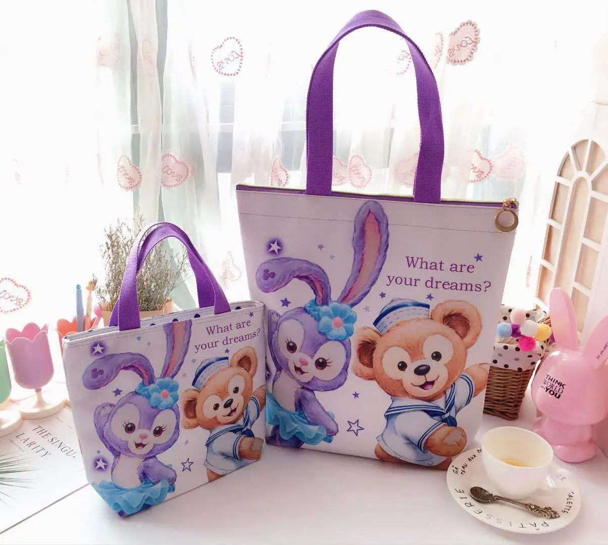 

Stella PU bag Ballet rabbit environmental protection Duffy shopping bag inside cloth leather bag Single shoulder bag large