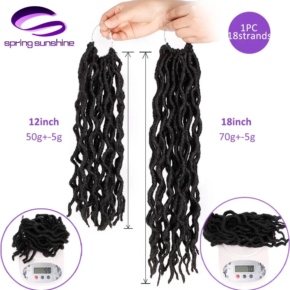 Spring sunshine Goddess Nu Locs Soft Crochet Hair Braids 12 18Inch Faux Locs Curly Synthetic Hair Pre Loop Crochet Braiding