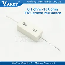 10pcs 5W Cement resistance 0.1 ~ 10k ohm 5% 0.22 0.33 0.5 1 10 100 1K 10K ohm 0.1R 0.22R 0.33R 0.5R 1R 10R 100R