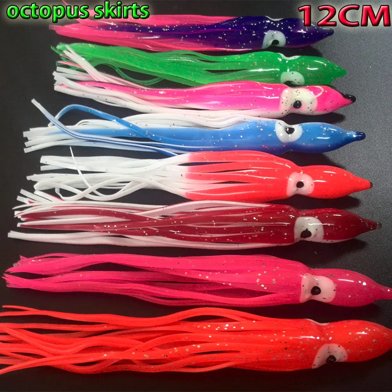 

2017NEW HOT fishing octopus skirts soft bait size:12CM mix color kinds 8pcs/lot