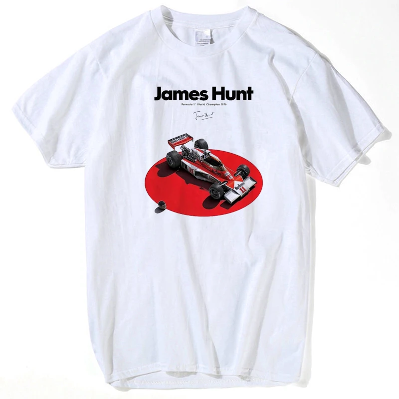 

summer white tops men tops 2019 Clothing F1 Car Styling James Hunt Printed T Shirt Fashion Novelty Short Sleeve Tee Tops s-xxxl