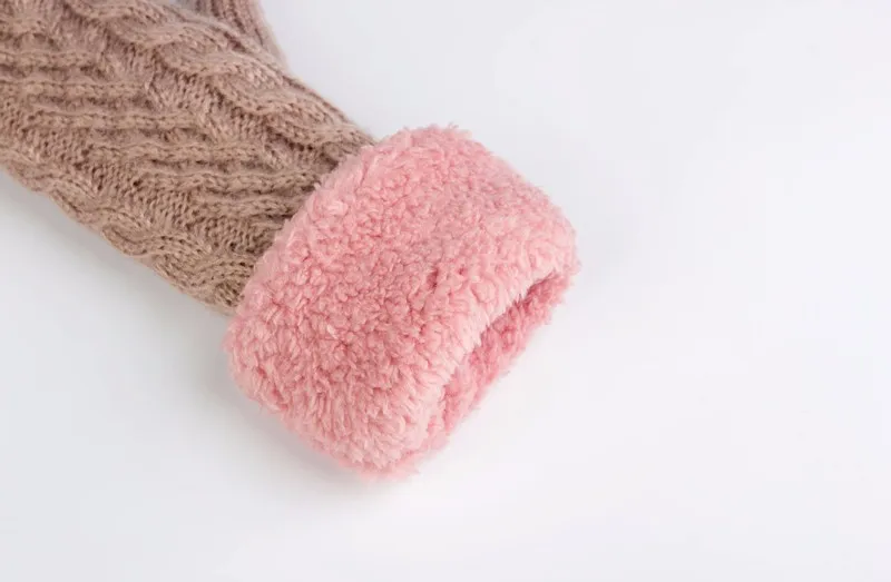 Модные однотонные мохеровые кашемировые зимние перчатки для женщин, теплые толстые овечья шерсть, вязаные крученые варежки для дам, Mitaine Laine Femme