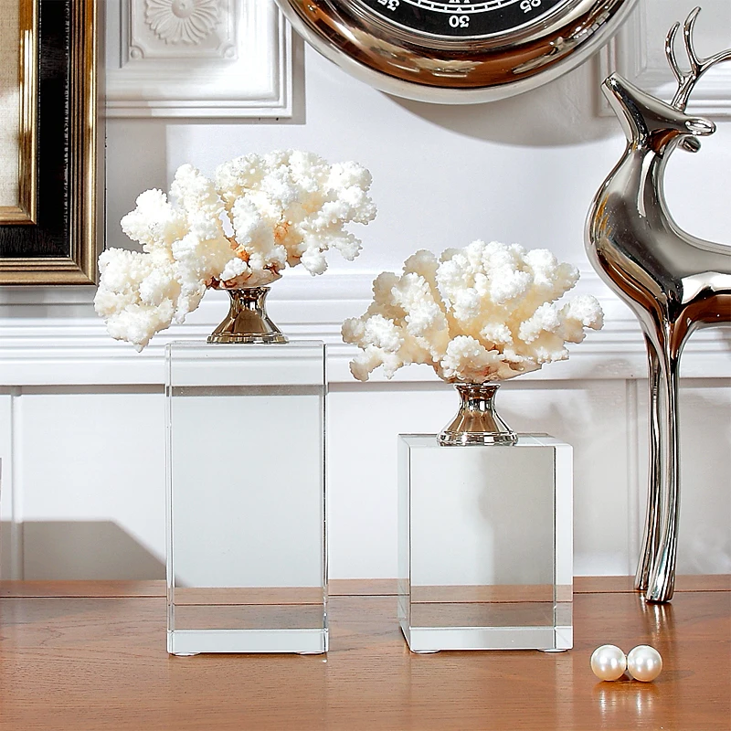 

Wedding Centerpieces Crystal Art Beautiful Natural White Coral Crystal Holiday Gifts