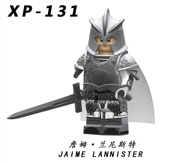 

60pcs Game of Thrones Action Figure Jaime Lannister Kingsguard Medieval Knight Sword Building Blocks Toys for Children
