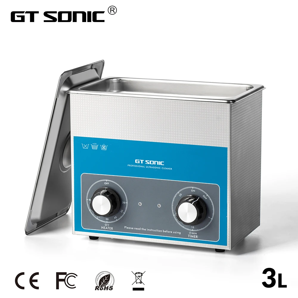 

GTSONIC VGT-1730QT Ultrasonic Cleaner 3L 100W with Heating Basket Mechanical Controller Ultrasonic Bath