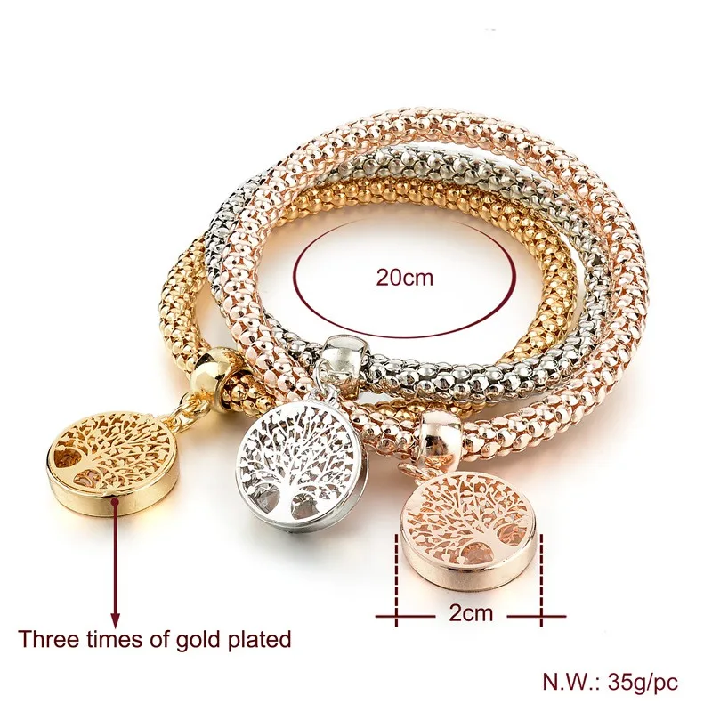 Rhinestones Gold Plated Tree Of Life Charm Bracelets in Bracelet & Anklets