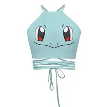 Harajuku/ г., сексуальный костюм для косплея для девочек укороченный топ с покемоном Пикачу, рубашка топы на бретелях с принтом разноцветная футболка без рукавов, жилет