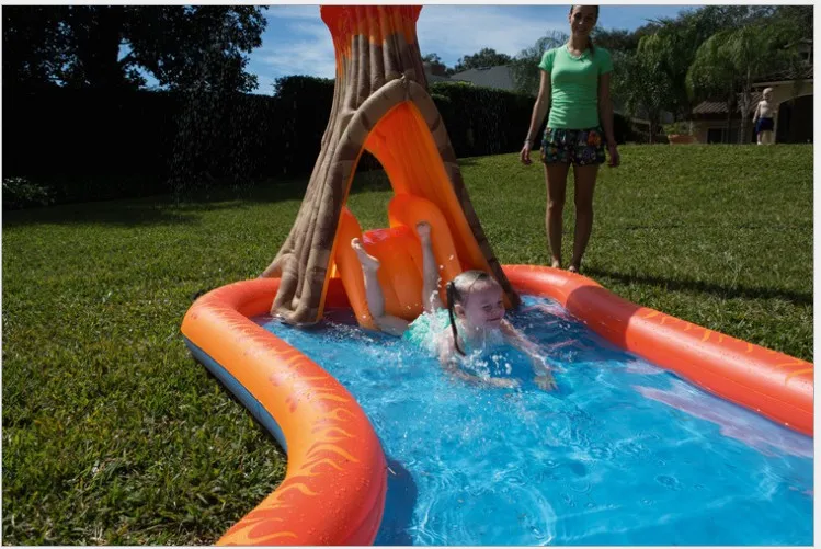 Mini swimming inflatable Volcanic fountain with water slide indoor wave ball pool (6)
