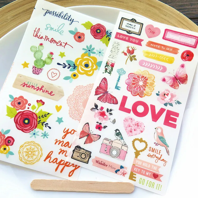 

2pc Lovely Tape Rub On set for Scrapbooking DIY Projects/Photo Album/Card Making Crafts