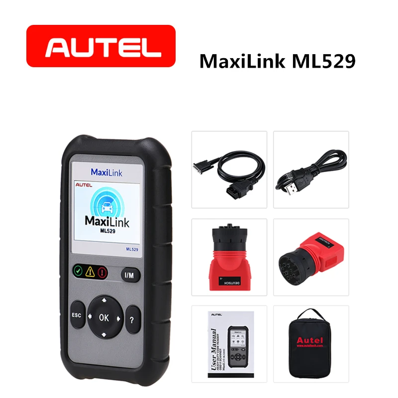 AUTEL MaxiLink ML529 Scanner Auto OBDII Mode 6 OBD2 Car Diagnostic Tool eobd Built-in DTC Lookup Speaker Clear Code Reader AUTEL MaxiLink ML529 Scanner Auto OBDII Mode 6 OBD2 Car Diagnostic Tool eobd Built-in DTC Lookup Speaker Clear Code Reader