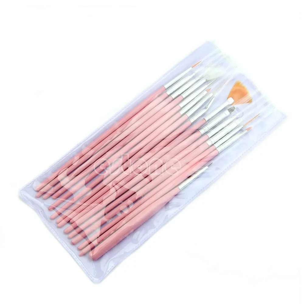 

Nail Art Acrylic UV Gel Diy Design Brush Set Painting Pen Tips Tools kit 15 Pcs