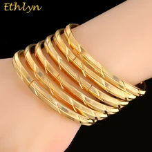 Ethlyn 6Piece/Lot Malian Wedding Yellow Gold Color Openable Charm Bangles For African Women Jewelry Luxury Bangles B041