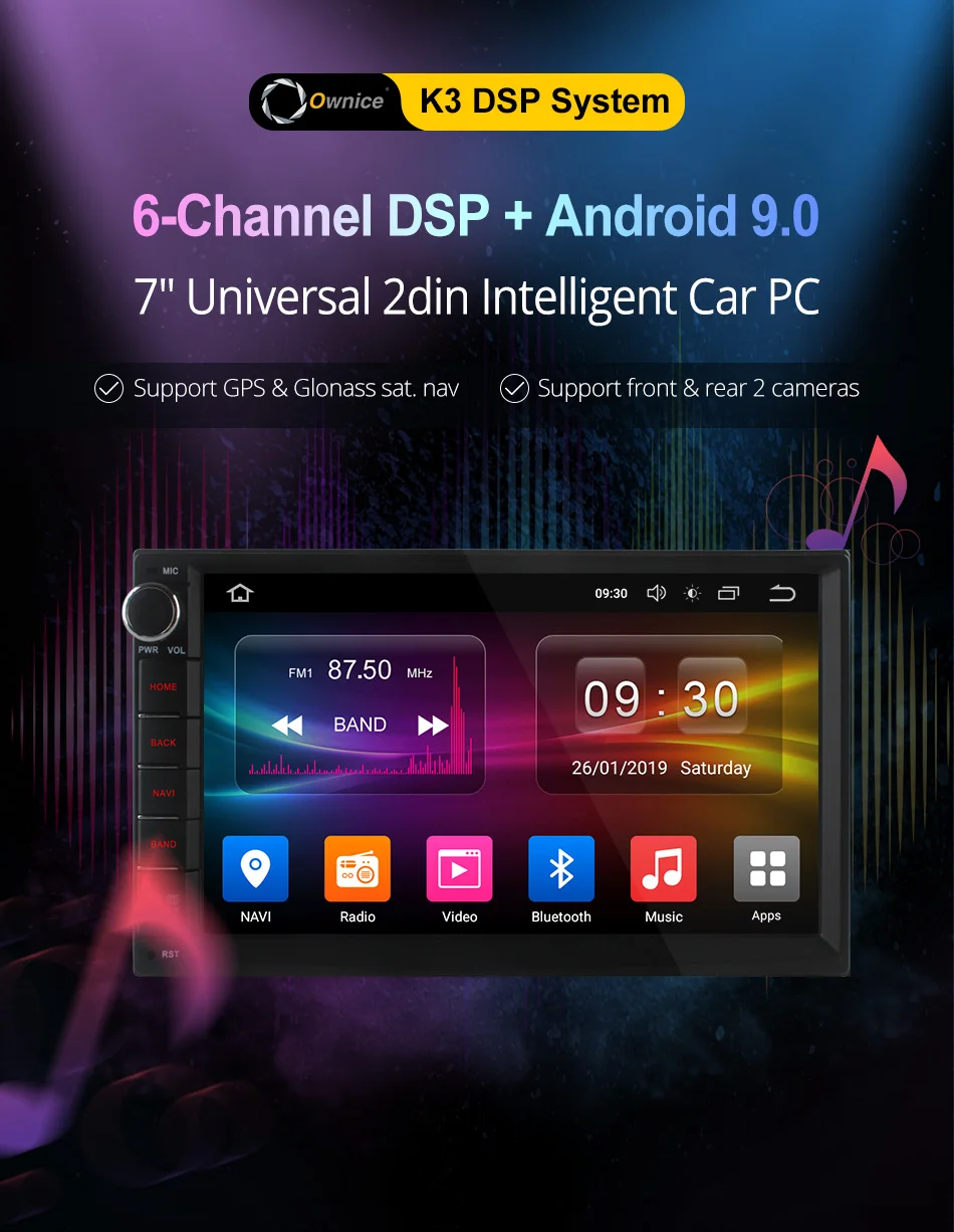 Clearance Ownice K3 Android 9.0 2 din DSP universal car radio Player GPS Auto Navigation for Nissan VW Toyota Support Front Rear Camera 22