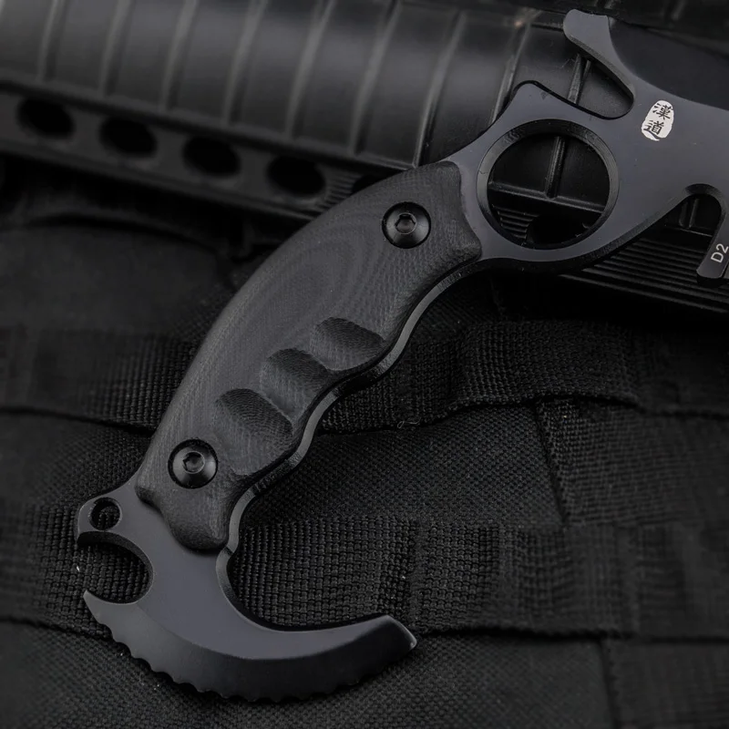 HX на открытом воздухе Karambit D2 стальной Тактический высокой твердости прямой нож дикая Самозащита выживания Охота HRC60 нож шестерни инструмент