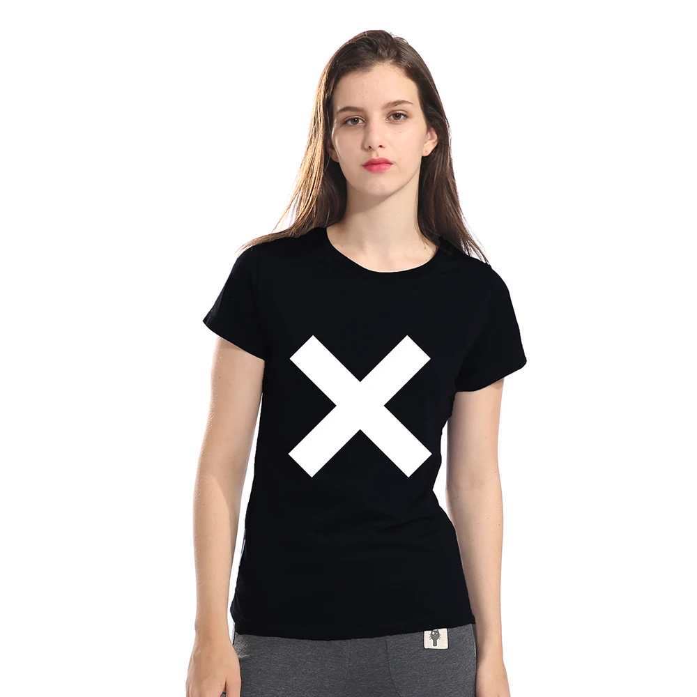 Hipster хлопок Круглый воротник женские топы X Крест печати уличная мода Kawaii сорочка femme женские футболки 2019 летняя одежда