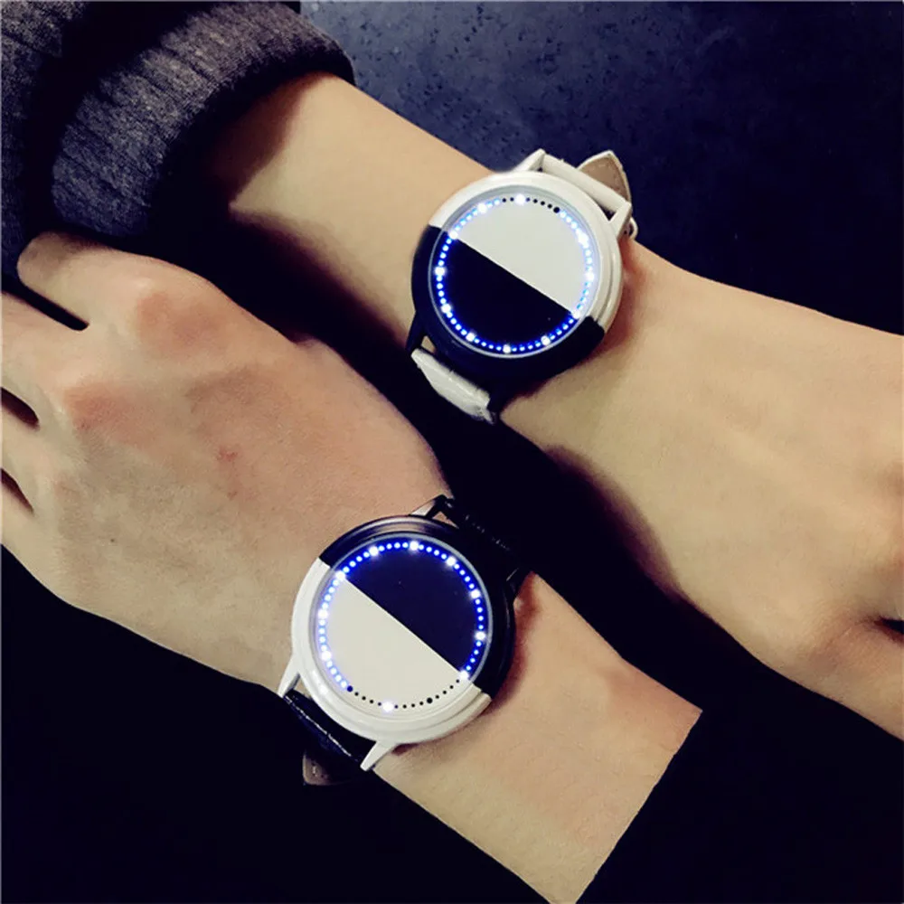 

Waterproof LED Watch Men And Women Lovers Watch Smart Electronics Watches Leather Strap Quartz Watch Men's Sports Clock Women's