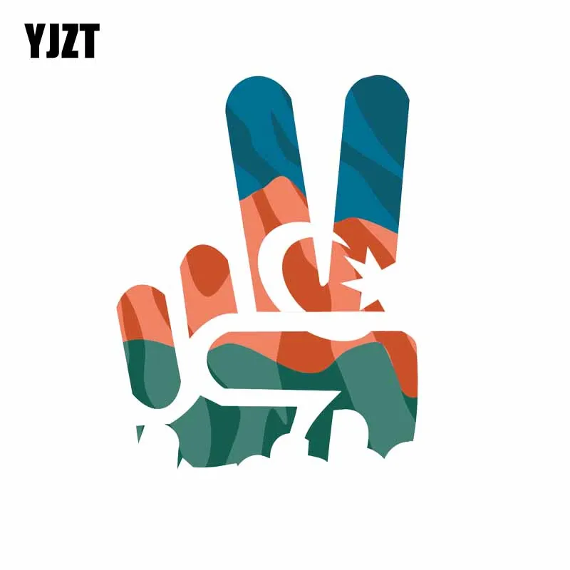 

YJZT 10.5CM*13.8CM Creative Azerbaijan Flag Victory Gesture Car Sticker PVC Decal 12-0849