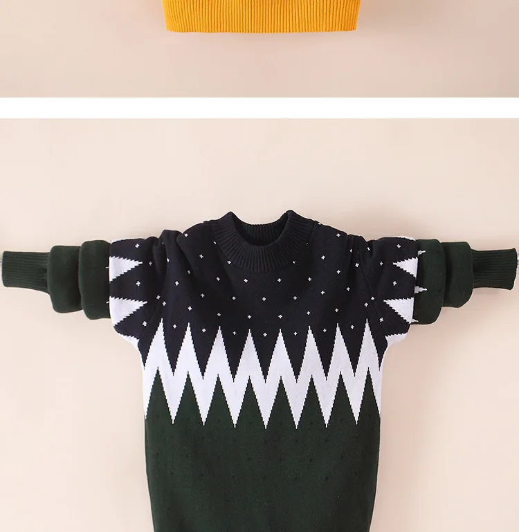 Коллекция года, зимние хлопковые изделия, одежда для мальчиков пуловер с круглым вырезом, свитер, зимняя теплая детская одежда, детская одежда