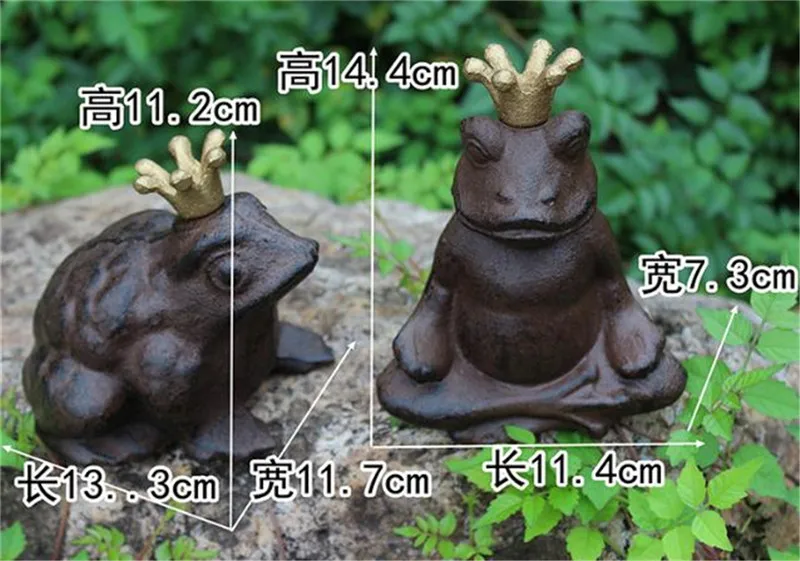 Set of 2 Charming Crowned Frog Prince Cast Iron Figural Sculpture Statue Vintage Ornament Home Garden Accent Cottage House Decor Set of 2 Charming Crowned Frog Prince Cast Iron Figural Sculpture Statue Vintage Ornament Home Garden Accent Cottage House Decor