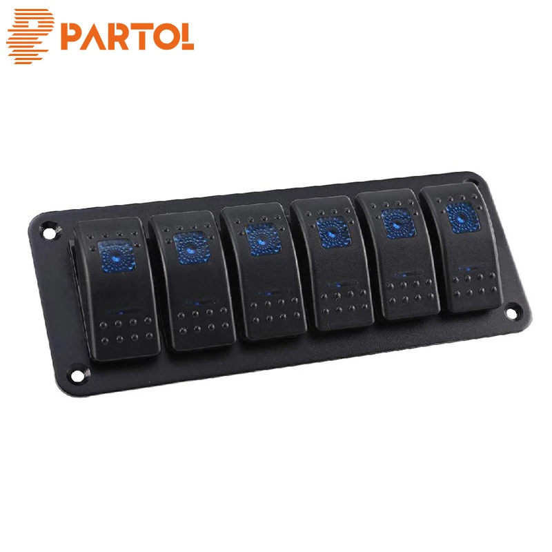 Pаспродажа Partol 6 автомобилей Рокер Настенные переключатели управление панель со В светодио дный ным индикатором 12 В 24 водостойкие 20A 10A автомобильной