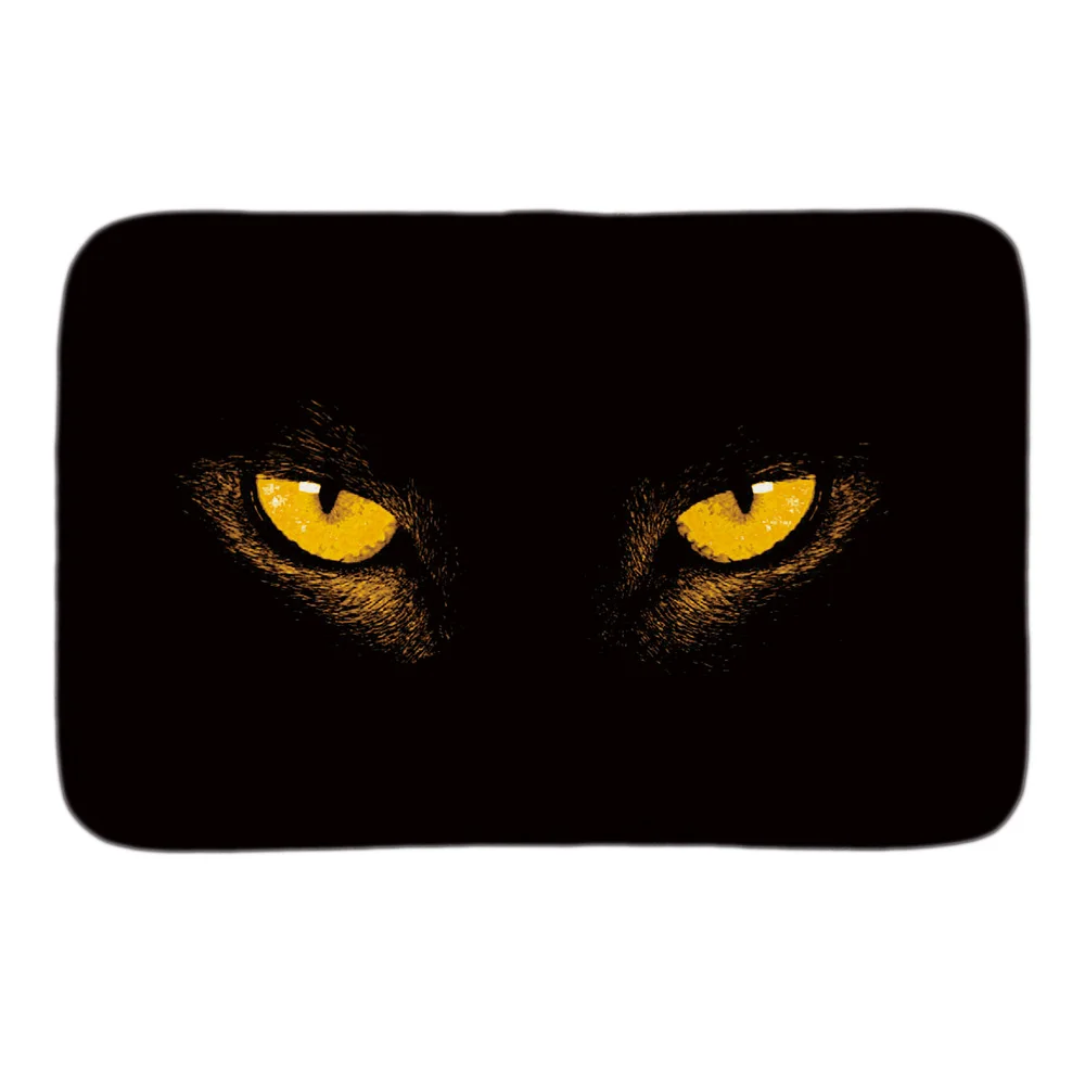 

Golden Eyes Of Black Cat Printed Indoormat Soft Door Mat Short Plush Bathroom Floor Mats Carpet Printed With Ferocious Cat