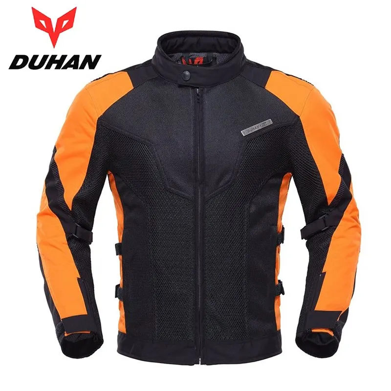 DUHAN Летняя мужская мотоциклетная гоночная куртка пальто дышащая сетчатая ткань для мотокросса внедорожная мотоциклетная уличная гоночная одежда - Цвет: Оранжевый