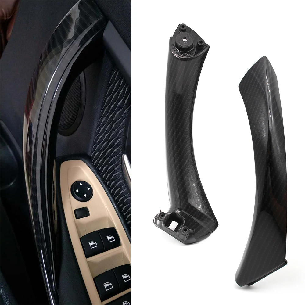Car Carbon Fiber Style Interior Door Handles / Inner Door Panel Handle