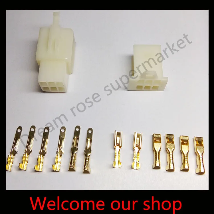 

10 sets 2.8mm 6 Way/pin wire connector set Kits Male Female socket plug for Motorcycle Motorbike Car Free shipping