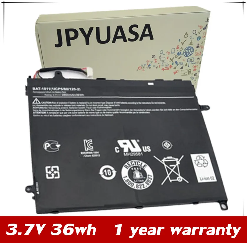 JPYUASA 3.7V 36WH 4 Cells Replacement Battery BAT 1011 For Acer Iconia ...